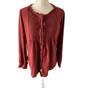 SUNDANCE Catalog Mystic Falls Pleated Pintuck Popover Tunic‎ Top Size Small